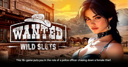 Stylized Wild West visual novel scene featuring a bounty hunter and outlaw characters in a dramatic desert setting