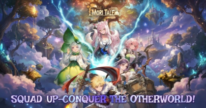 Mori Tale mobile RPG showcasing Live2D characters and fantasy Tree World environments